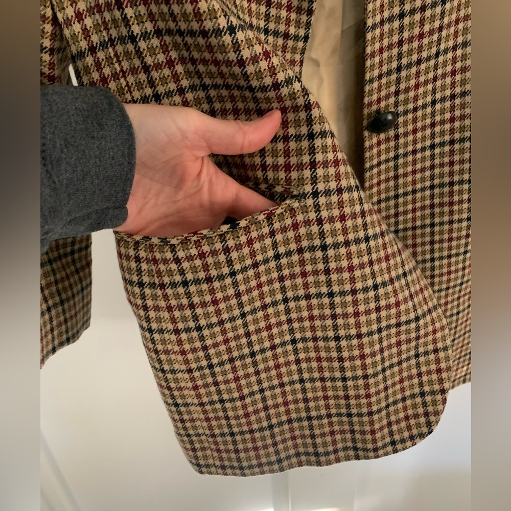Talbots Petites Oversized Vintage Wool Houndstooth Blazer Size 4P Made in USA - Picture 2 of 12